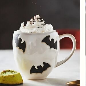 Anthropologie Black and White Bat Mug